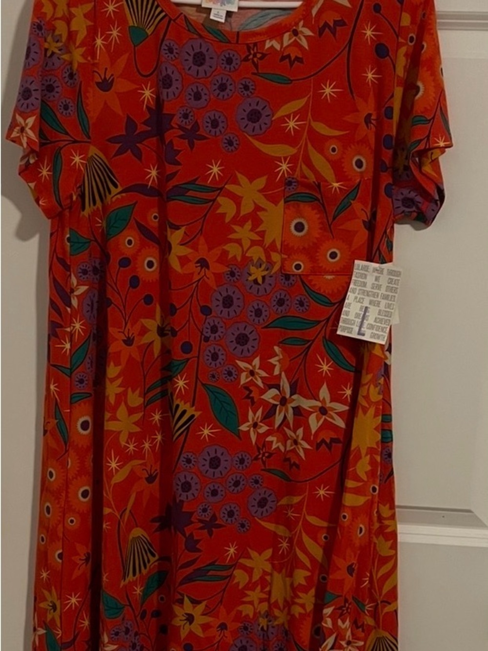 LuLaRoe Carly High Low Dress in Bright Orange Floral